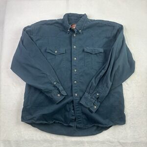 VTG The Australian Outback Collection Blue LS Button Up Chamois Shirt Men's XL
